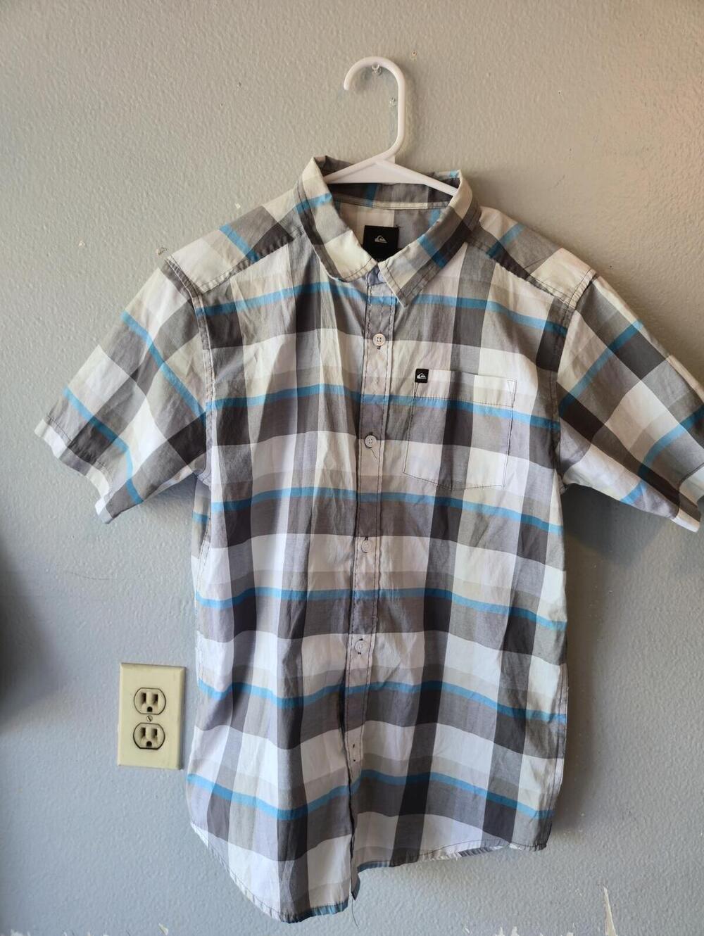 Quiksilver Men's Short Sleeve Button-Up Shirt Large Regular Fit